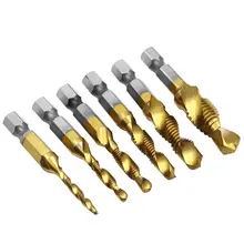 Titanium Plated HSS Tap and Drill Bits 6pcs #2