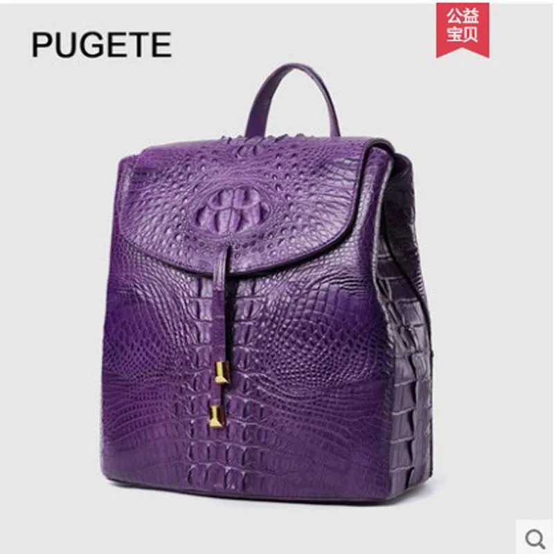 pugete New crocodile leather lady's bag bag lady's leather backpacking bag crocodile leather bag leisure fashionable lady's bag