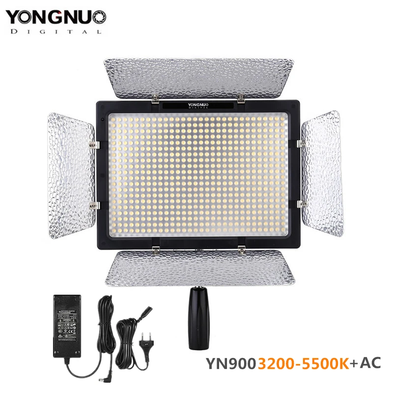 Yongnuo YN900 3200-5500K Bi-color APP Remote Control CRI95+ 54W 7200LM 900 LED Video Light Panel + Power Adapter