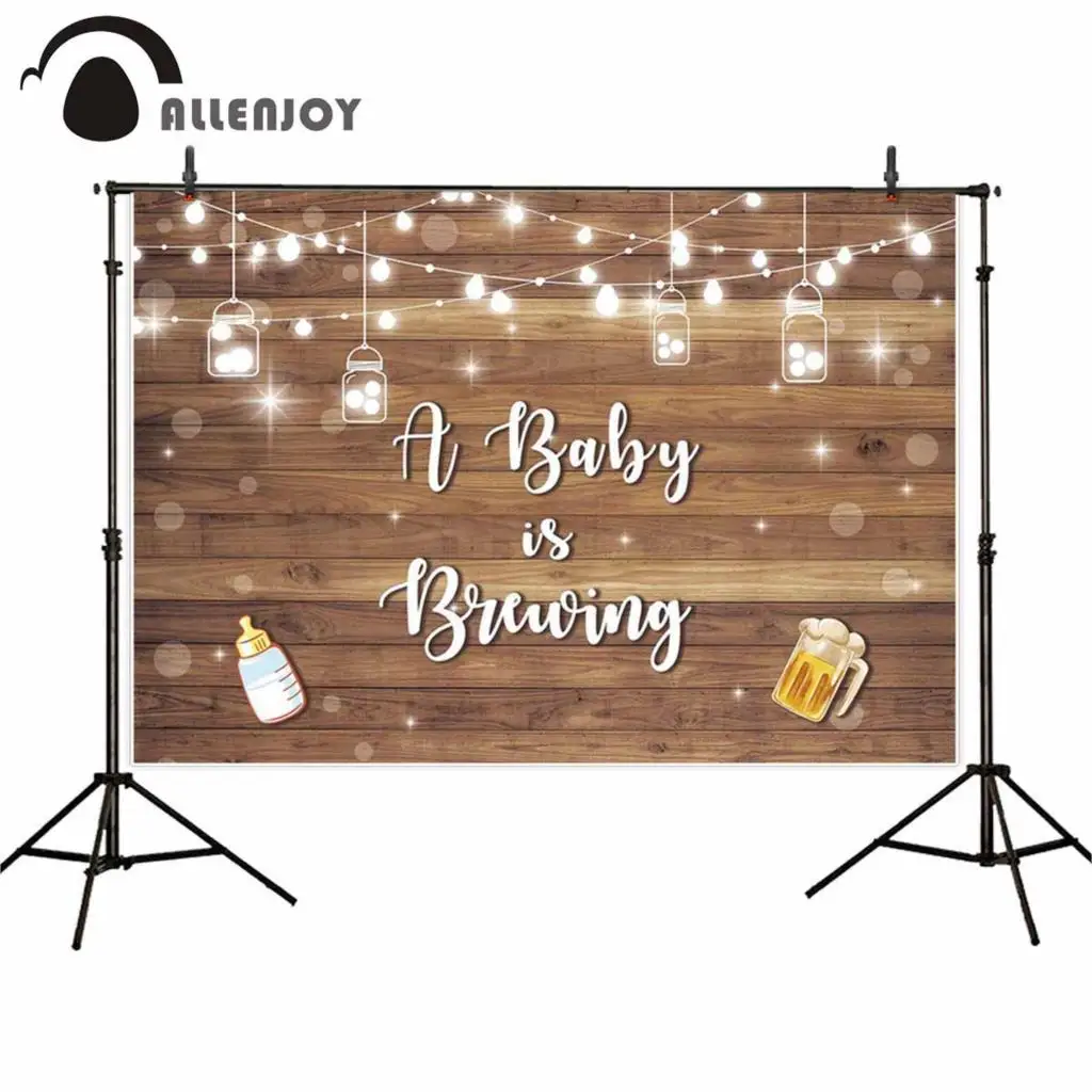 Allenjoy photoshoots backdrop wooden shiny light post bottle newborn baby shower celebration photography banner photozone