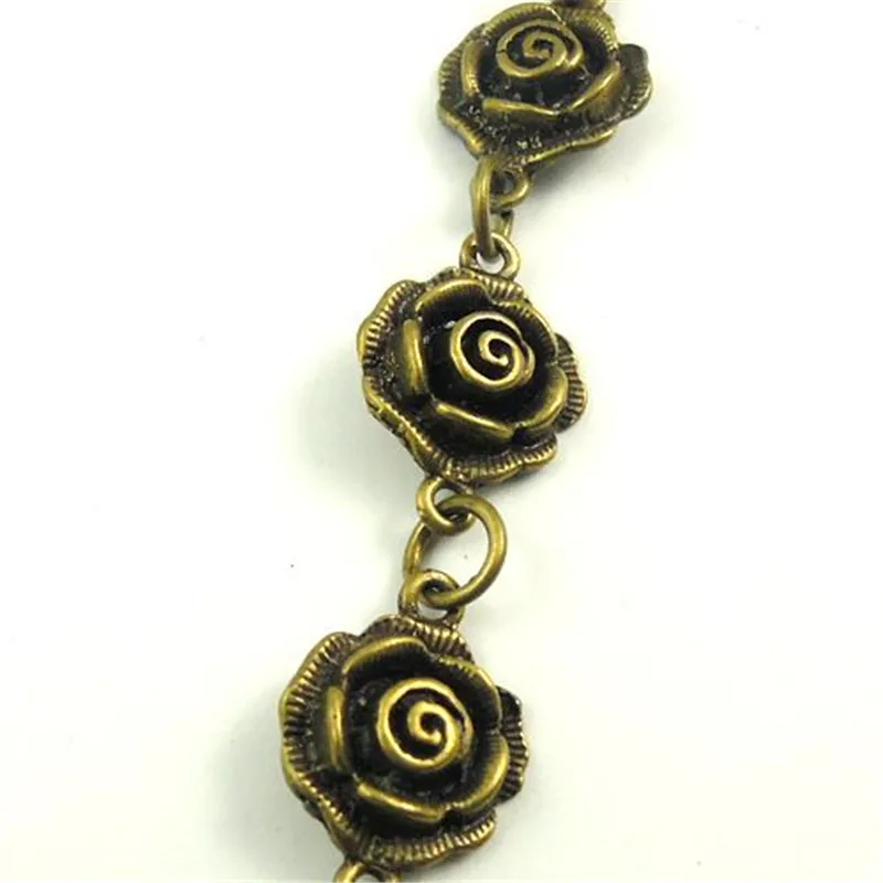 1 Meter Bronzo Collana In Metallo Catene Rose Flower Grandi Braccialetti Misura I Risultati Della Catena A maglia Per I Makings gl-Estensione Della Catena 30426