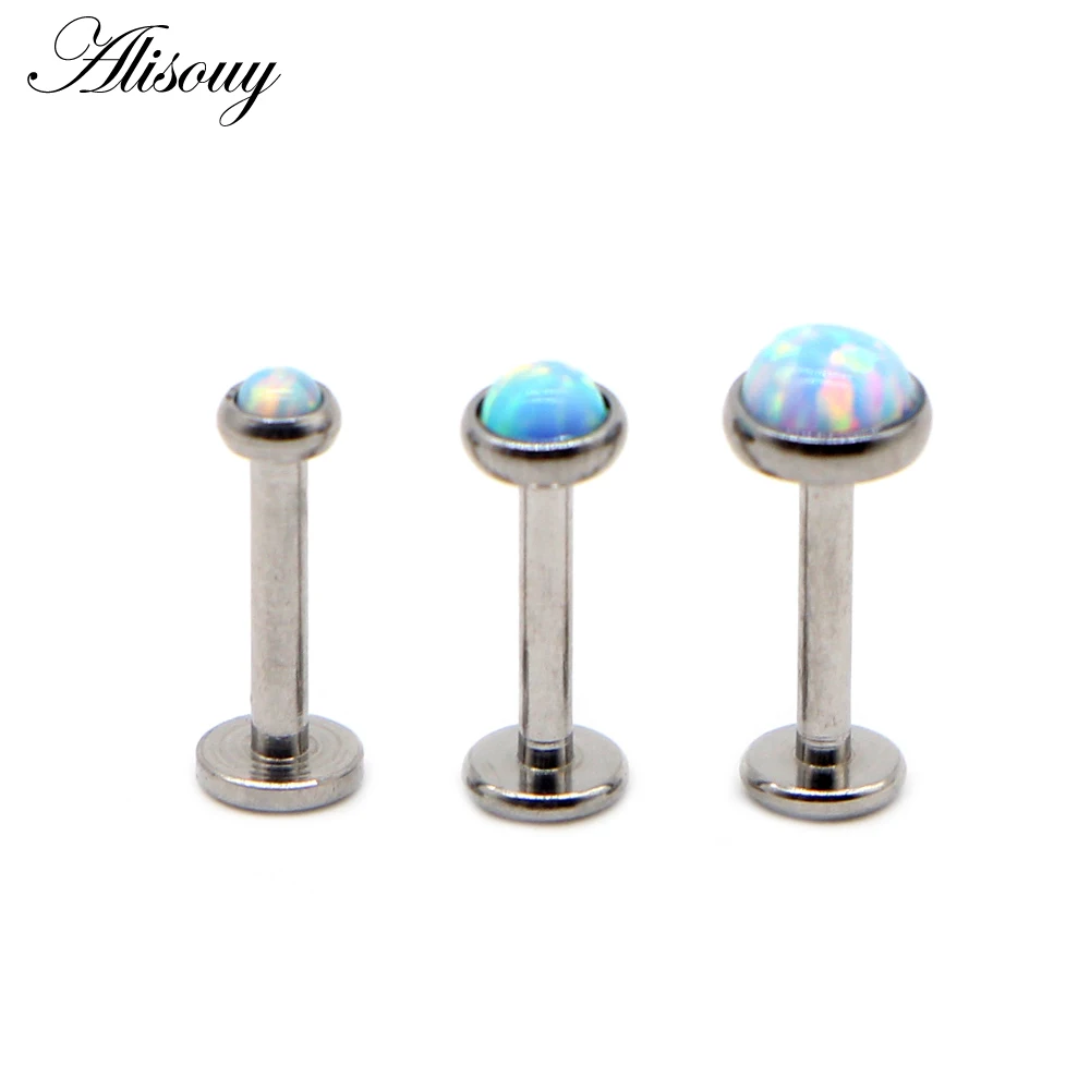 1Pc 16G Opal Piercing Labret Stud Langue Lip Stud Piercing Ear Cartilage Ear Stud Ombligo Earring Ear Piercing Body Jewelry