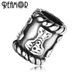 REAMOR 5pcs Stainless Steel Viking 8mm Big Hole Hair Beard Beads Paracord Knife Lanyard Jewelry Making Bracelet DIY Metal Bead