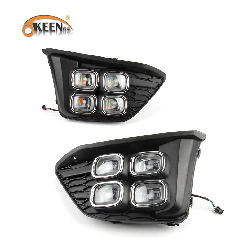 OKEEN For Honda Jazz Fit 2014 2015 2016 2017 Turn Yellow Signal Relay Waterproof Car DRL 12V LED Daytime Running Light Fog Lamp