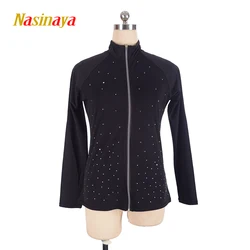 Figure Skating Jacket Zipper Top Girls Training Competition Skating Warm Fashion Ladies Long Sleeves Front Zipper Guard Shi