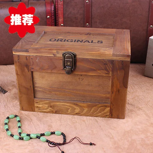 Do the old grocery retro wood antique wooden storage box with lock large wooden storage secret documents cosmetic