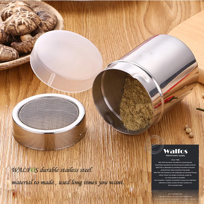 New Stainless Steel Chocolate Shaker Cocoa Flour Salt Powder Icing Sugar Cappuccino Coffee Sifter Lid Shaker Kitchen Tools