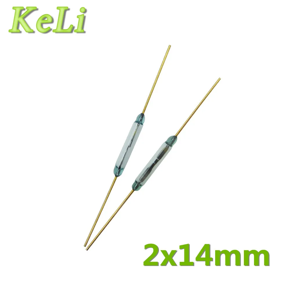 

200PCS/LOT Reed Switch 2x14mm MKA14103 GLASS Green 14MM normally open Low Voltage