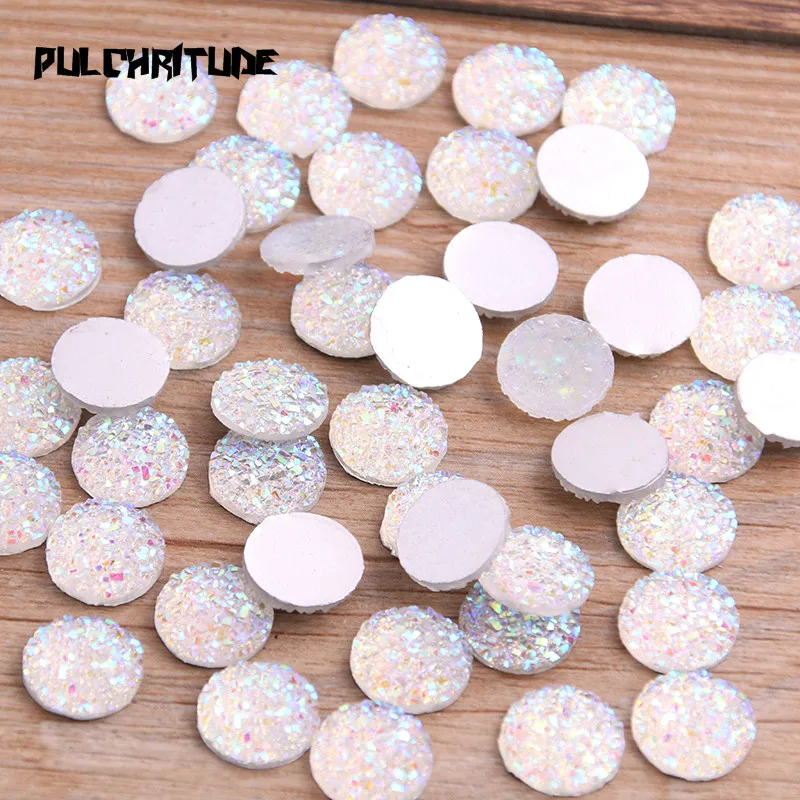 New Fashion 40pcs 12mm Mix Colors Natural Ore Style Flat Back Resin Cabochons For Bracelet Earrings Accessories