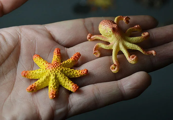 Simulation model of marine animal toy turtle Starfish squid sea life cucumber and lobster crab scallop