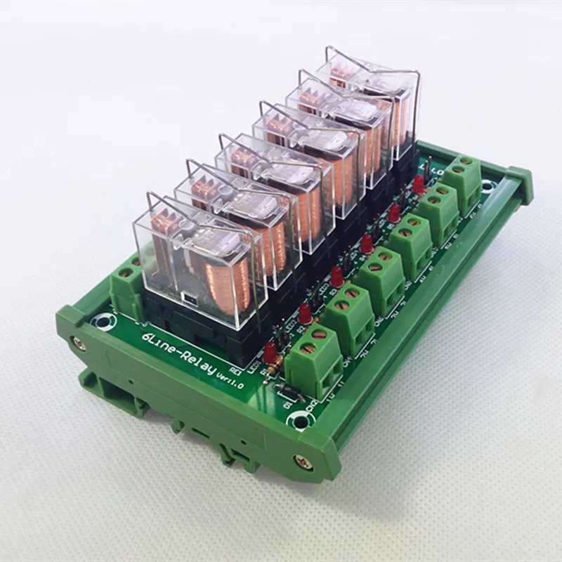 

6 Channels 1NO+ 1NC DIN Rail Mount 16A Power Relay Interface Module With G2R-1-E INPUT DC 24V PNP NPN Compatible