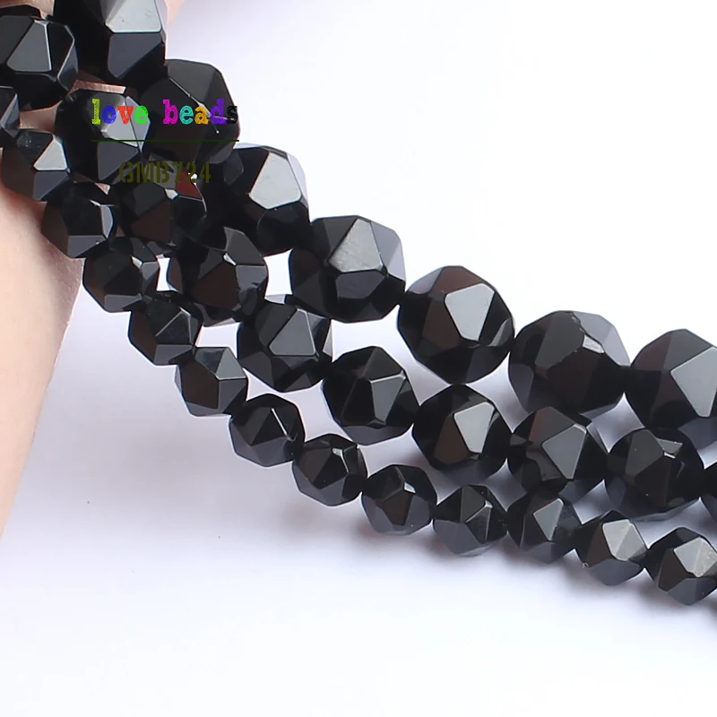 Natural Black Agates Stone Beads 15inch Faceted Gem Stone Round Beads For Jewelry Making 6/8/10mm Spacer Beads Diy Bracelet