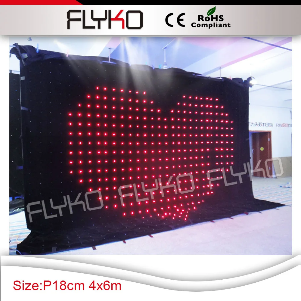 Unique indoor led display fireproof cloth P180mm flexible led video curtain bar wall