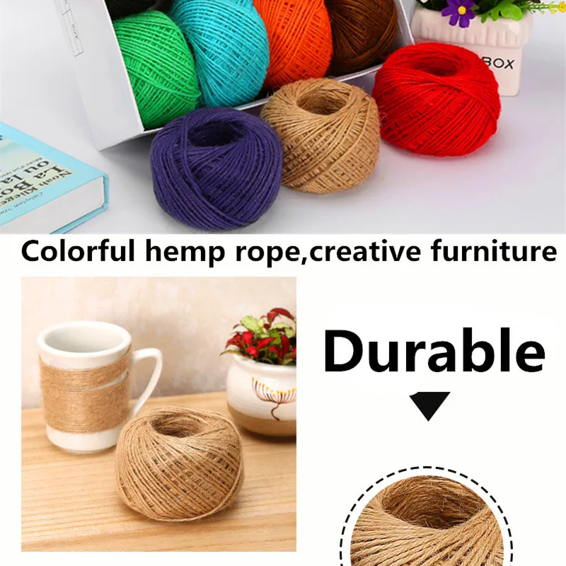 Hot sell 50M Natural Burlap Hessian Jute Twine Cord Hemp Rope 2mm Packing String Wedding Decoration 5BB5607