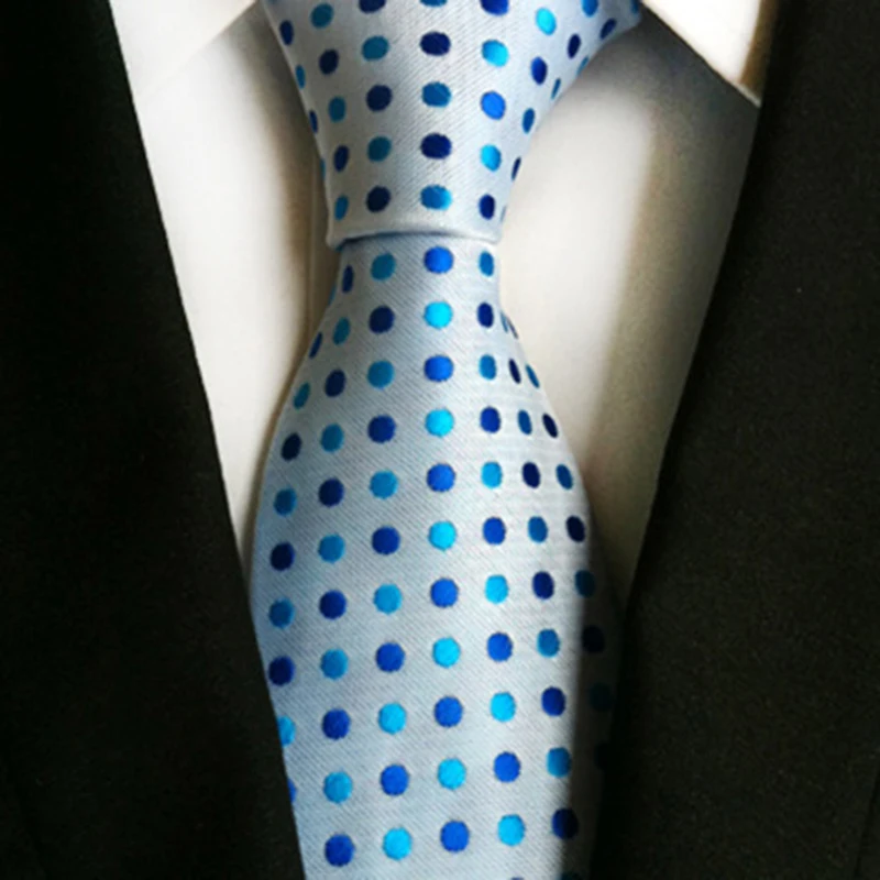 New Design Fashion Necktie Orange White Blue Polka Dot Ties for Man Business Wedding Formal NeckTie 8cm Silk Dress Gift Gravata