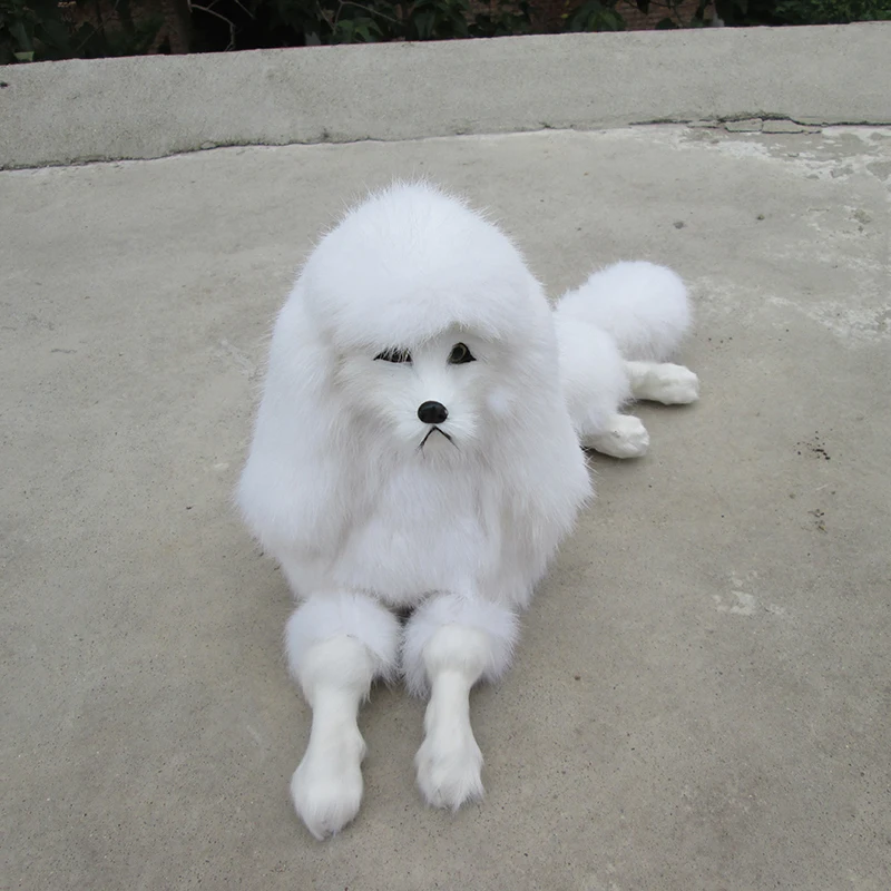 

big simulation lying dog polyethylene & furs poodle dog model doll gift about 40x15x24cm 308