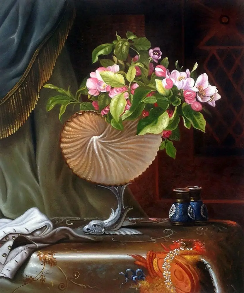 

Kitchen Painting Wall Decoration Art Painting Still Life with Apple Blossoms in a Nautilus Shell, 1870 by Martin Johnson Heade