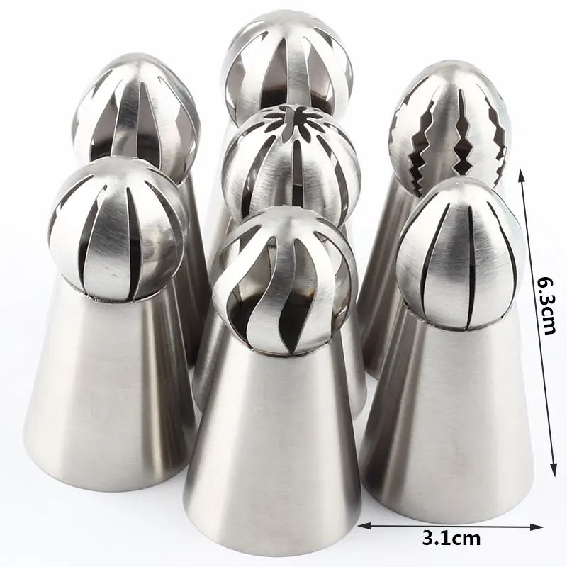 1 Brush 3Pcs Coupler 1Pcs Silicone Bag+67Pcs Pastry  Ball ShapeTips Icing Piping Russian Nozzles Stainless Steel Cake Decorating