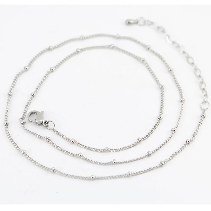 316L stainless steel 20+2inch welding jumpring ball station chain necklace for living glass locket & Perfume Diffuser Locket