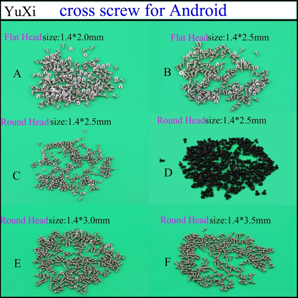 Micro vis pour réparation de téléphone portable, mini-croix noire, pour Android, M1.4 x 2 /1.4x2.5/1.4x3/1, 4x3.5mm