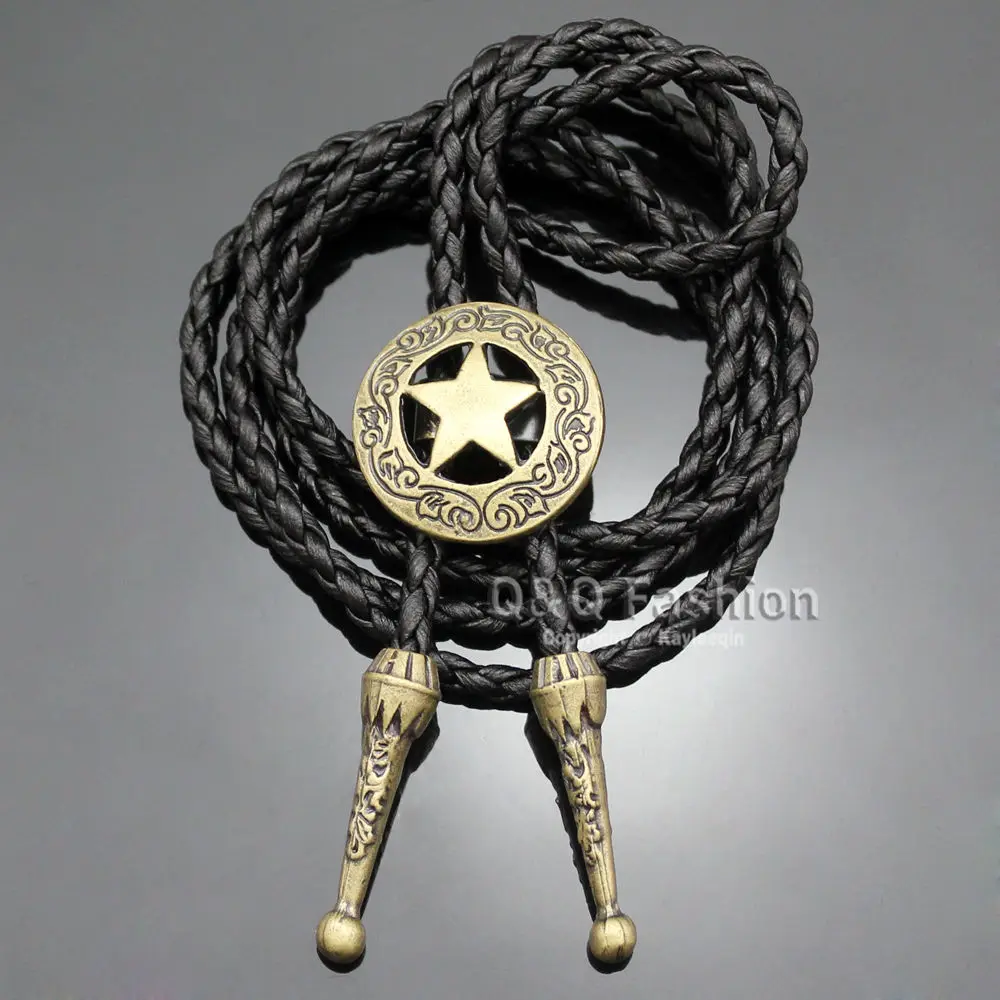 Western Men Texas Ranger Star kulit Rodeo Bolo Bola Tie dasi dasi diskon besar perhiasan wanita baru Aksesori kalung