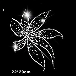 

2pc/lot White flower hot fix rhinestones design hot fix iron on rhinestone motifs strass iron patches for shirt