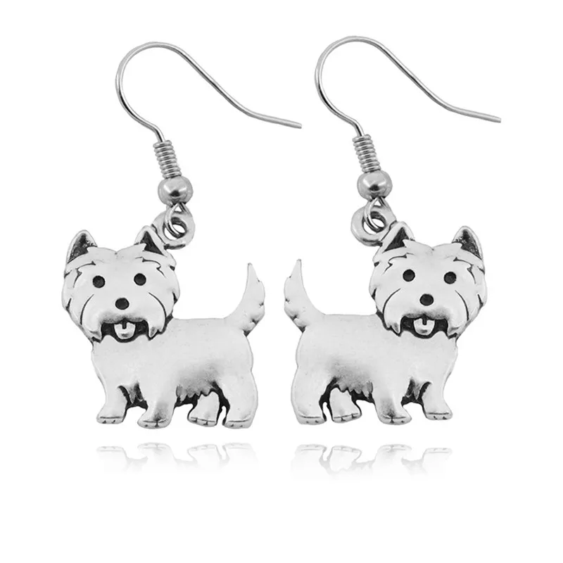 Vintage 3D Westie Dog Pendant Pet Drop Earring Bohomian Big Long Earings Fashion Jewelry Indian Earrings For Women Pendientes