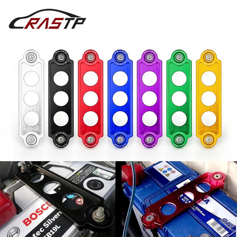 

RASTP-Car Racing JDM Styling Battery Tie Down Hold Bracket Lock Anodized for Honda Civic/CRX 88-00 Car Accessories RS-BTD001