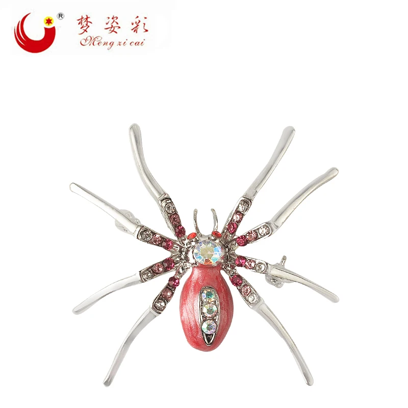 MZC High Quality Crystal Spider Jewelry Brooch Pins in Purple Pink Green Blue 2018 Crystal Animal Brooches For Women Birthday gi