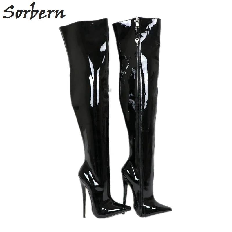 

Sorbern Sexy Fetish High Heel Boots Women 18Cm Stilettos Pointy Toes Winter Style Shoe Ladies Thigh Hard Shaft Plus Size Shoes