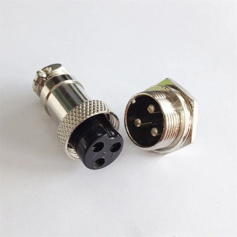 5pcs M16 16mm 3 Pin Screw Type Electrical Aviation Plug Socket Connector New GX16-3