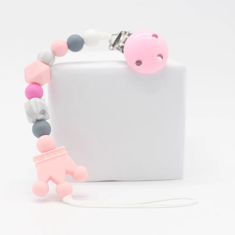 Cute Baby Silicone Teething Crown Bead Pacifier Clip Infant Soother Nipple Strap Chain Newborn Feeding Teether Holder Chew Toys