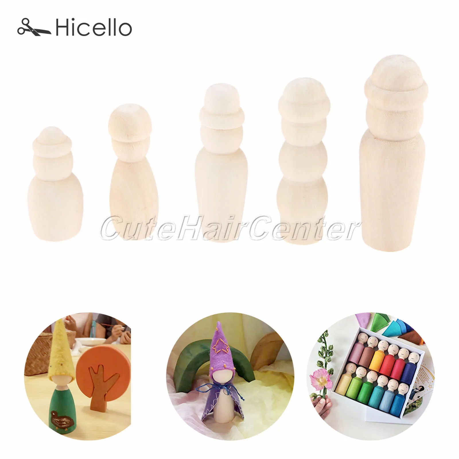 5pcs Peg Dolls Wooden People Unpainted Blank Wood Figurines Montessori Toys creative natural Kid Wedding Home Decoration Hicello