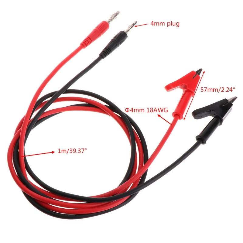 Cleqee P1040 1 комплект 1 м 4 мм банановый штекер к крокодиловой зажиме тестовый зонд свинцовый провод кабель тестовая фотография