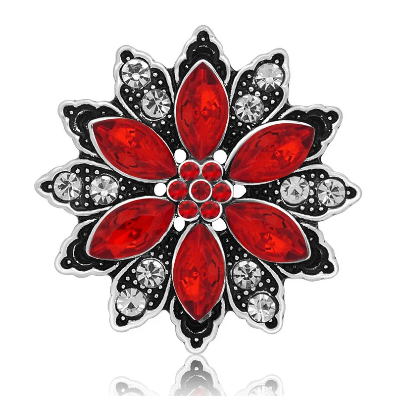 KZ3353 Beauty Rhinestone Flowers Trendy 20MM snap buttons for snap bracelet snap jewelry wholesale Gift