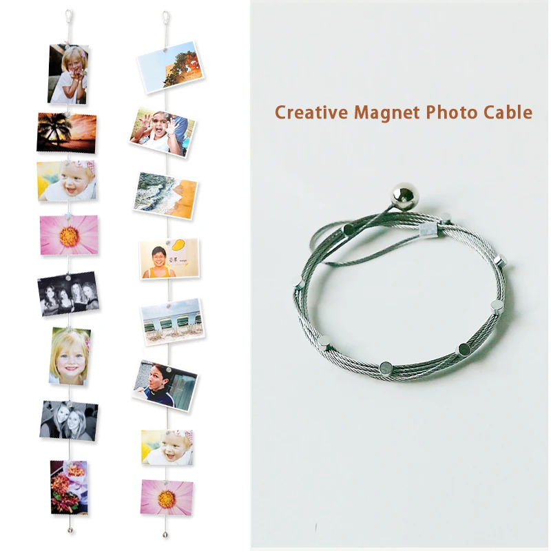 1.5Meter High Quality Silver Magnetic Cable Photo Card Holder With 8 Net Magnetic Buckle Image Magnet Anniversary Decorations