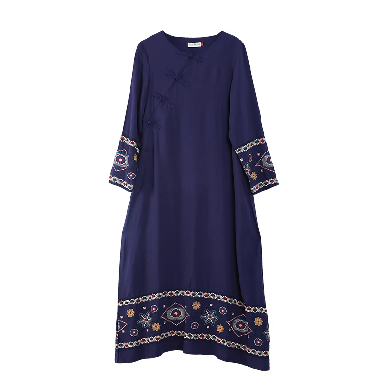 

LZJN-Red Maxi Bohemian Dress for Women, Long Sleeve, A Line Robe, Romantic Dress with Flower Embroidery, Spring and Autumn