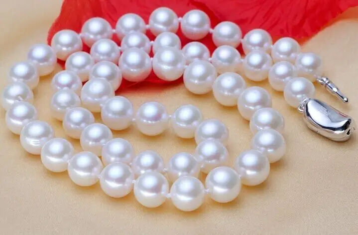 

women good HUGE 18"10-11MM NATURAL SOUTH SEA WHITE PERFECT ROUND GENUINE PEARL NECKLACE 388