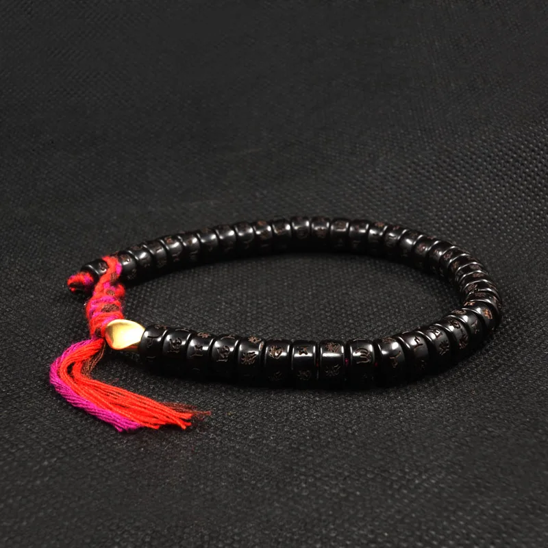 POHIER Tibetan Buddha Hand braided Cotton thread Lucky Knots Bracelet For Man Women Natural Coconut Shell Bead Carved Bangle
