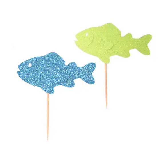 GLITTER fish sea birthday beach wedding cupcake toppers baptism Christening gender Reveal party decoration doughnut food picks