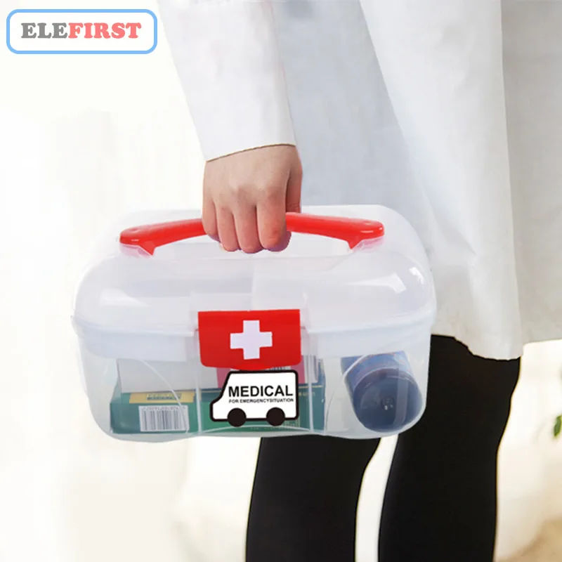 Home Use First Aid Box Emergency Kits Case Portable Medical Wound Treatment Pills Bandages Storage Box For Home Car Travel