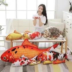 60-140CM Big Cyprinus Carpio Fish Koi Carp Plush Toy Lifelike Stuffed Aquatic Fishes Plushie Dogs Cats Pillow