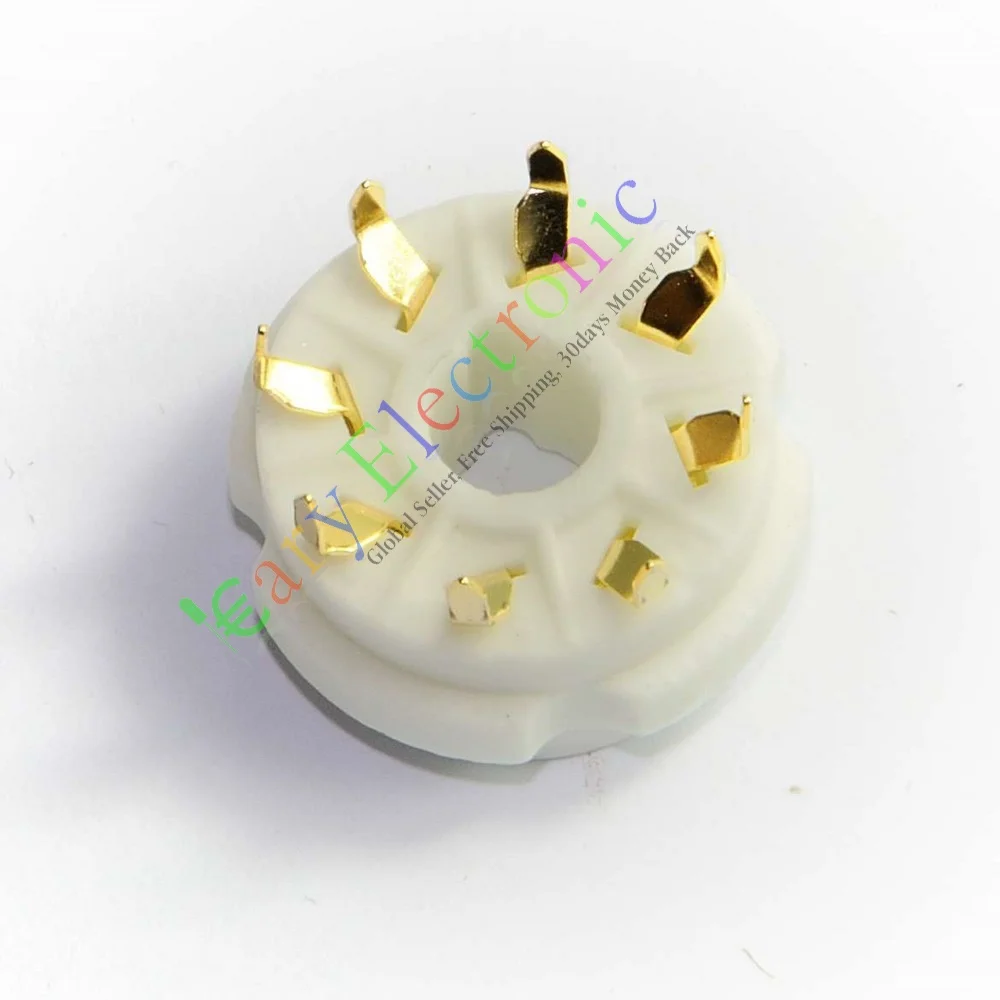 Wholesale and retail 4pcs 8PIN PCB MOUNT Gold CERAMICS VACCUM TUBE SOCKET 6L6 EL34 KT88 6550 6SN7 DIY free shipping