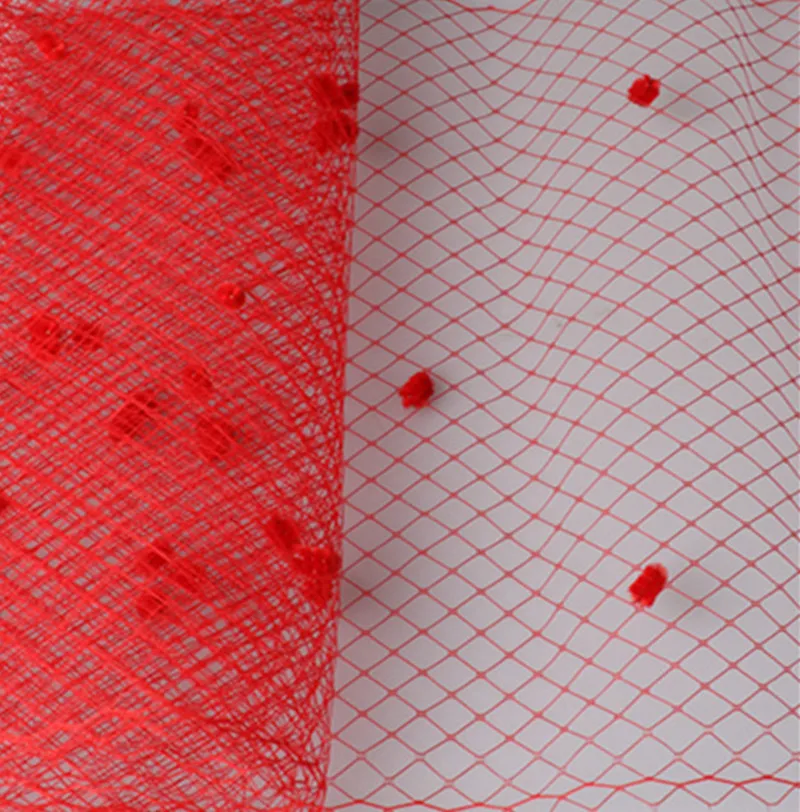 Red 5 Yards Per Lot Birdcage Veil With Dot 45CM Width Russian Veiling Netting Wedding Dot Veils For Fascintor Accessories LDV020