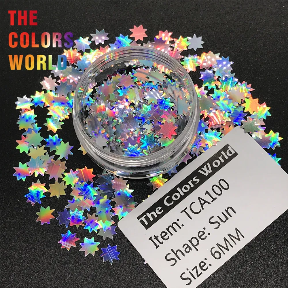 

TCT-230 Holographic Sun Shape 6MM Nail Glitter Nail Art Decoration Makeup Nail Gel Body Glitter Handwork Henna DIY Accessorie