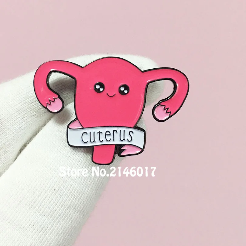 50pcs Custom Making Lapel Pins and Brooch Cuterus Soft Enamel Pin Uterus Feminist Badge Women Gift Metal Craft