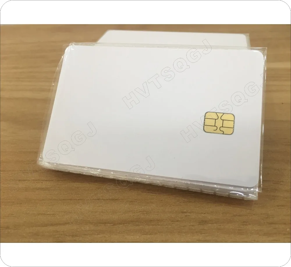 50pcs ISO 7816 Blank White pvc chip CR80 Standard size SLE4442 plastic contact smart card