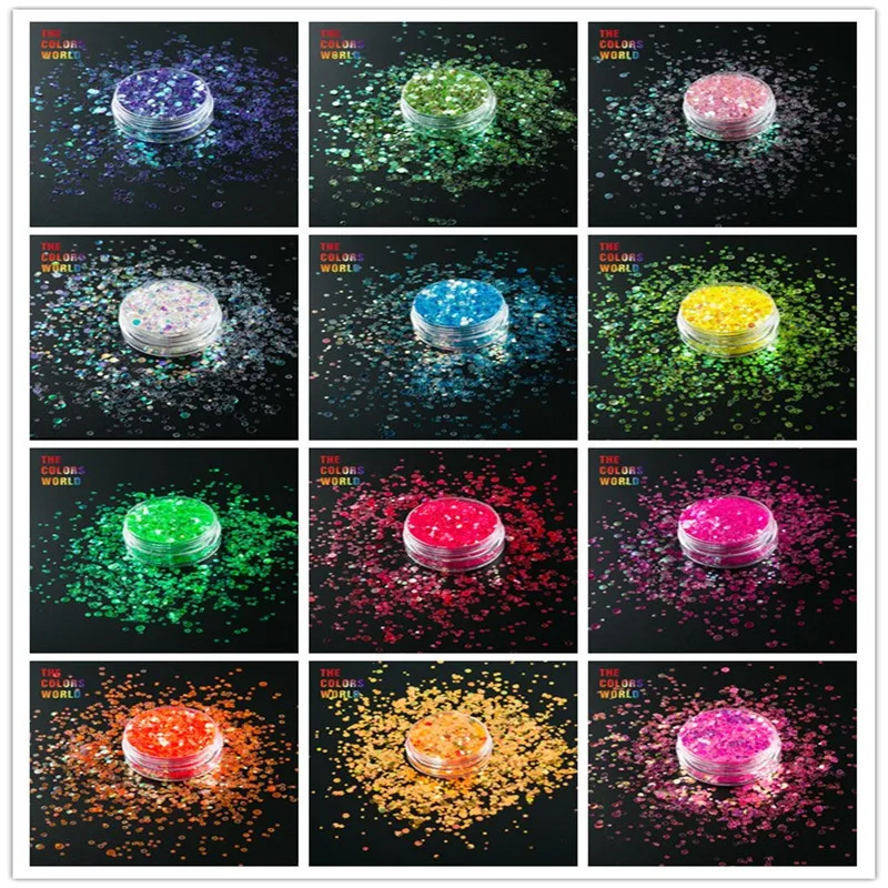 

TCT-015 Mix Rainbow Colors Dot Shapes Round Glitter For Nail Art Nail Decoration Gel Makeup Facepainting Manual DIY Decoration