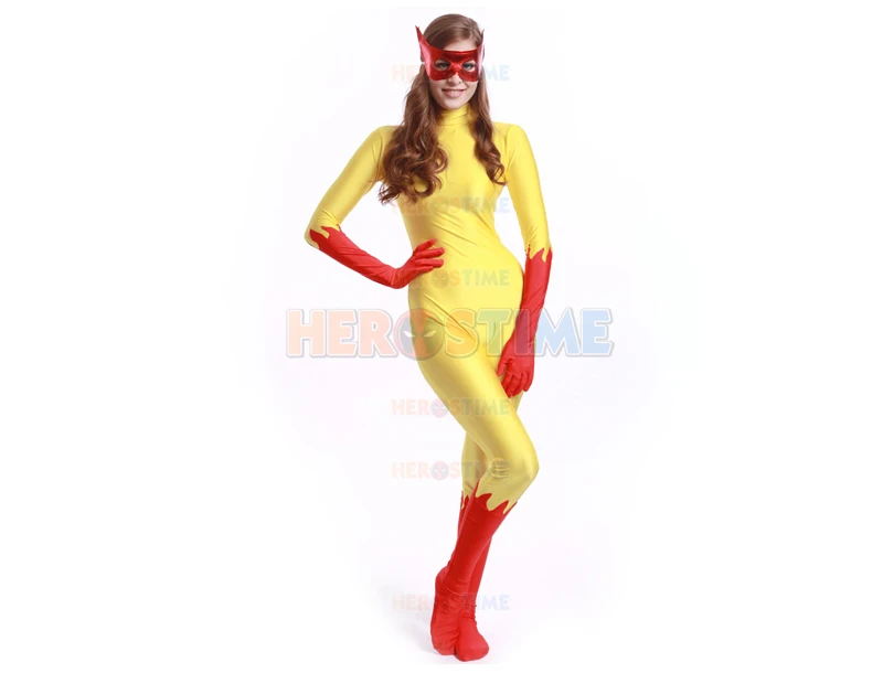 Firestar Superhero Costume Freeshipping Spandex Cosplay Halloween Costume for Woman