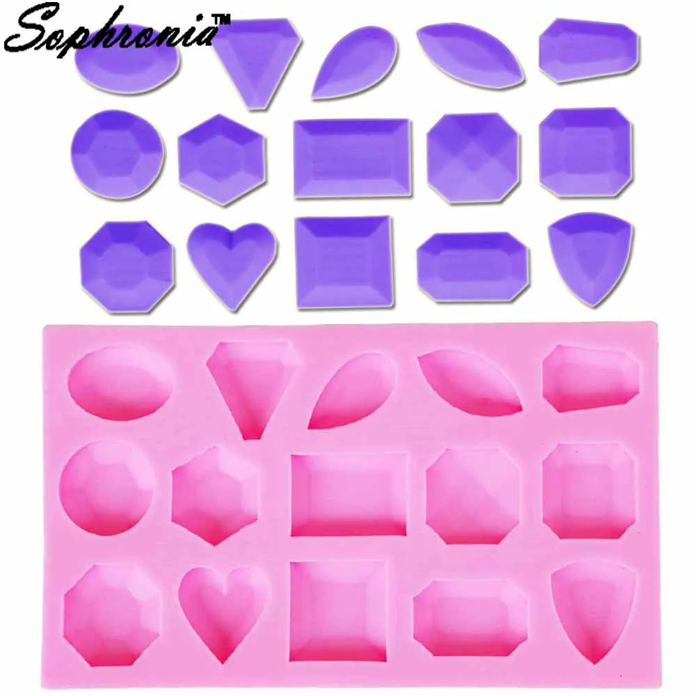 Sophronia DIY Diy Mirror Jewelry Crystal Epoxy Resin Silicone Molds Love Geometry Moon Variety Gemstone Form Pendant Moulds M931